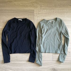 Abercrombie & Fitch Long Sleeve Tops - Navy and Sage